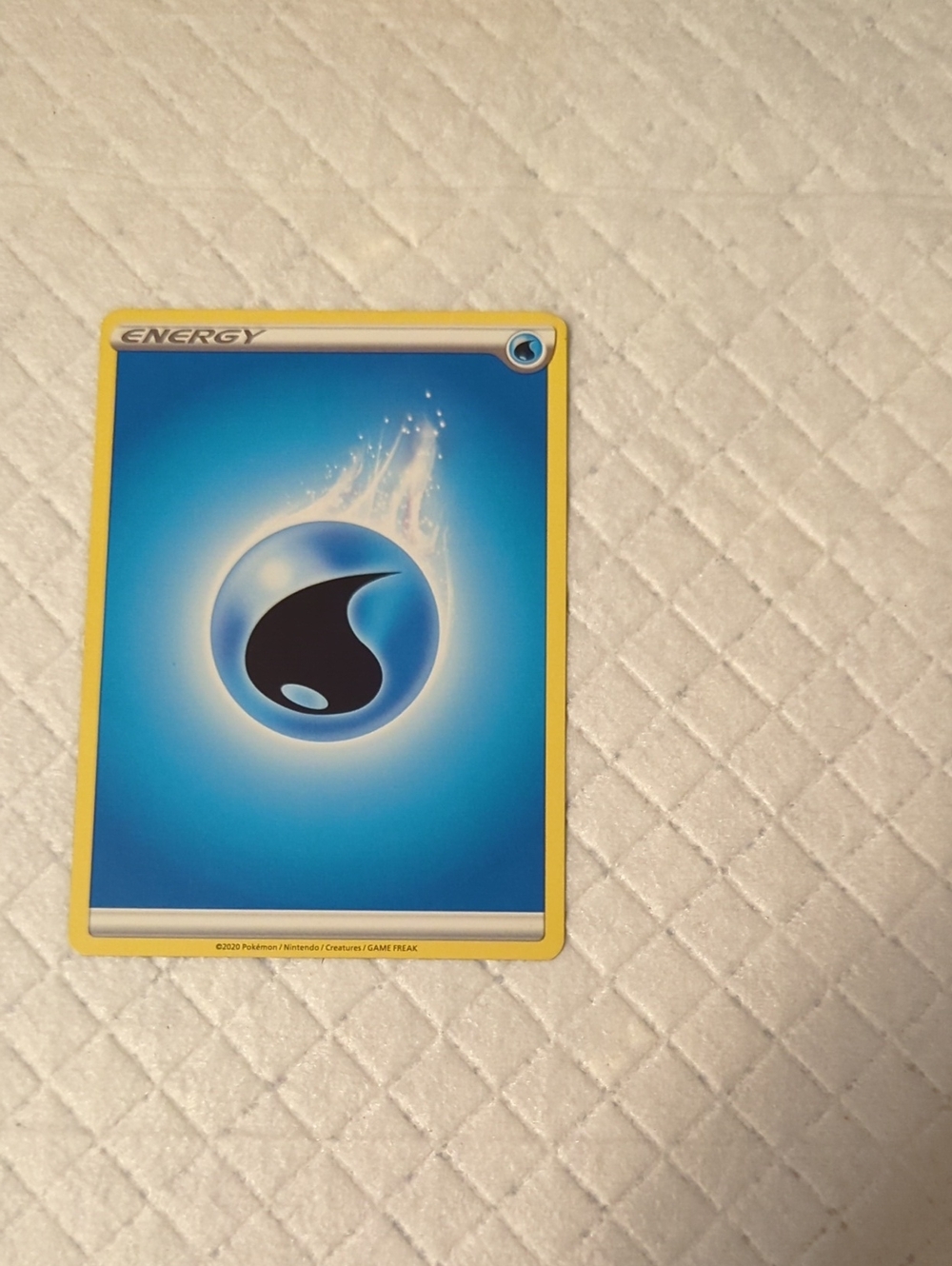 Pokemon Blue Water Energy Card with Yellow Border